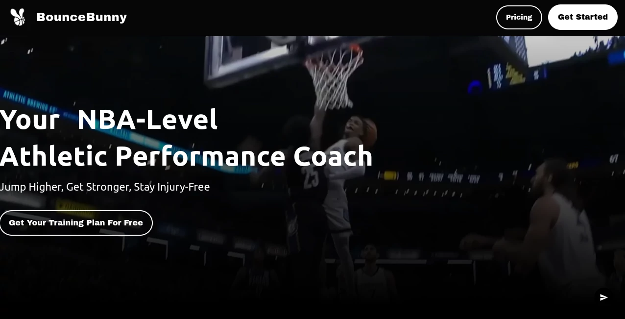 Screenshot of BounceBunny – An AI tool in the ,AI Fitness ,AI Sports ,AI Coaching  category, showcasing its interface and key features.