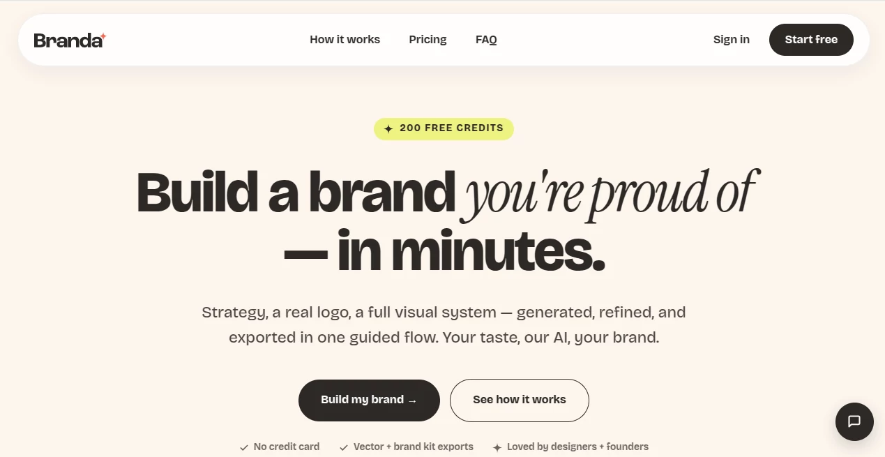 Screenshot of Branda.co – An AI tool in the ,AI Logo Generator ,AI Social Media Assistant ,AI Digital Marketing Generator ,AI Graphic Design  category, showcasing its interface and key features.