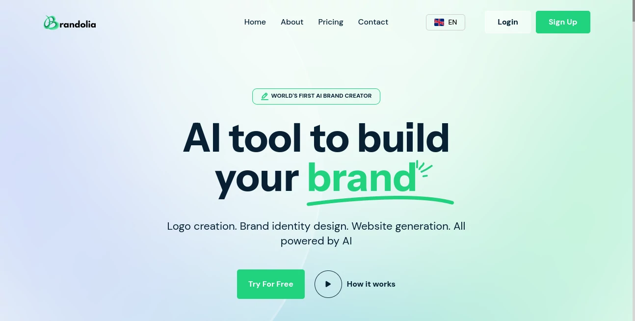 Screenshot of brandolia – An AI tool in the ,AI Logo Generator ,AI Website Builder ,AI Design Generator  category, showcasing its interface and key features.