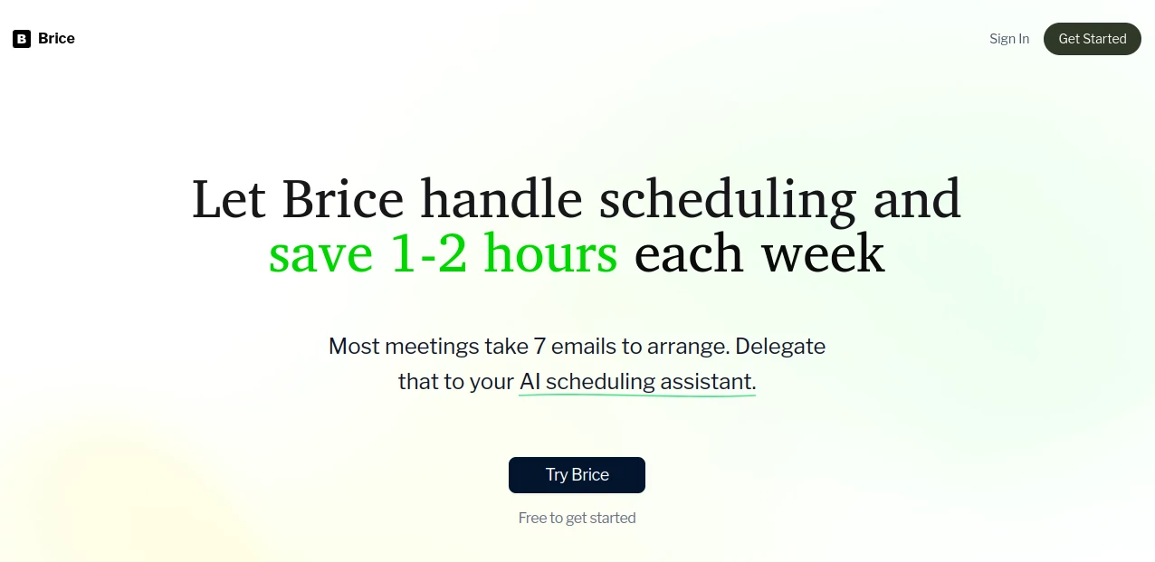 Screenshot of Brice – An AI tool in the ,AI Scheduling ,AI Email Assistant ,AI Meeting Assistant ,AI Productivity Tools  category, showcasing its interface and key features.