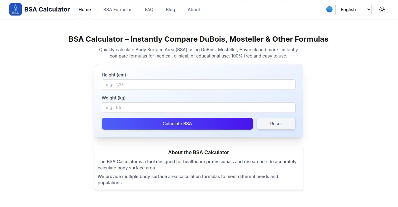 Screenshot of BSA calculator – An AI tool in the ,Other  category, showcasing its interface and key features.