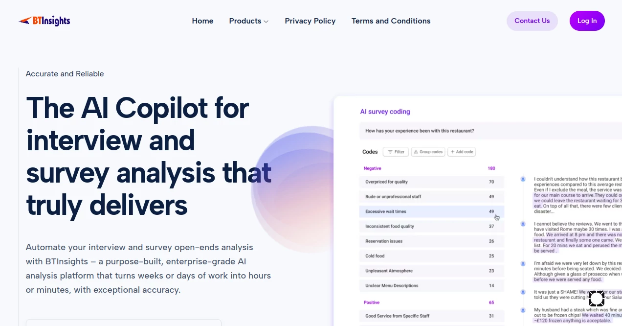Screenshot of BTInsights – An AI tool in the ,AI Marketing Plan Generator ,AI Business Ideas Generator ,AI Research Tool ,AI Analytics Assistant  category, showcasing its interface and key features.