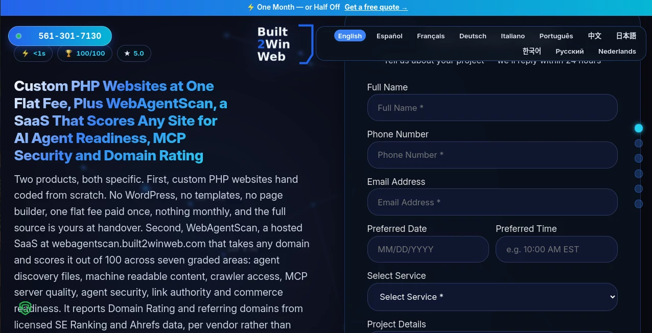 Screenshot of Built2WinWeb – An AI tool in the ,AI Website Builder ,AI Developer Tools ,AI Monitor & Report Builder  category, showcasing its interface and key features.
