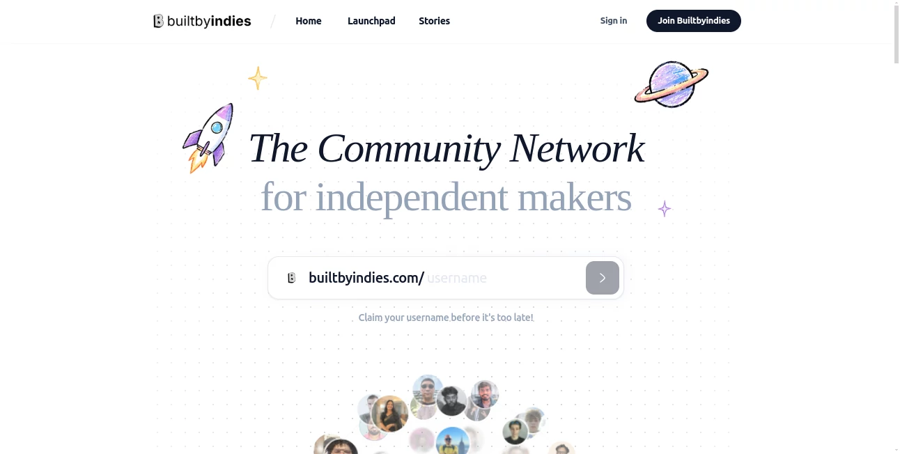 Screenshot of BuiltByIndies – An AI tool in the ,AI Tools Directory  category, showcasing its interface and key features.