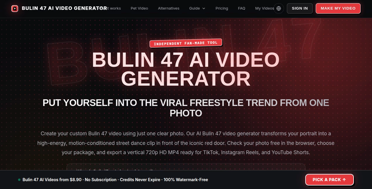 Screenshot of Bulin 47 AI Video – An AI tool in the ,Video  category, showcasing its interface and key features.