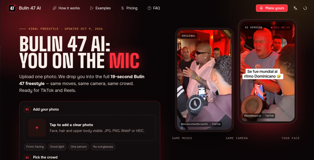 Screenshot of Bulin 47 AI – An AI tool in the ,AI Image to Video ,AI Personalized Video Generator ,Video ,AI Short Clips Generator  category, showcasing its interface and key features.