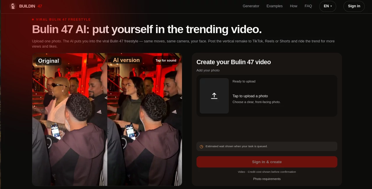 Screenshot of Bulin47 – An AI tool in the ,Video  category, showcasing its interface and key features.
