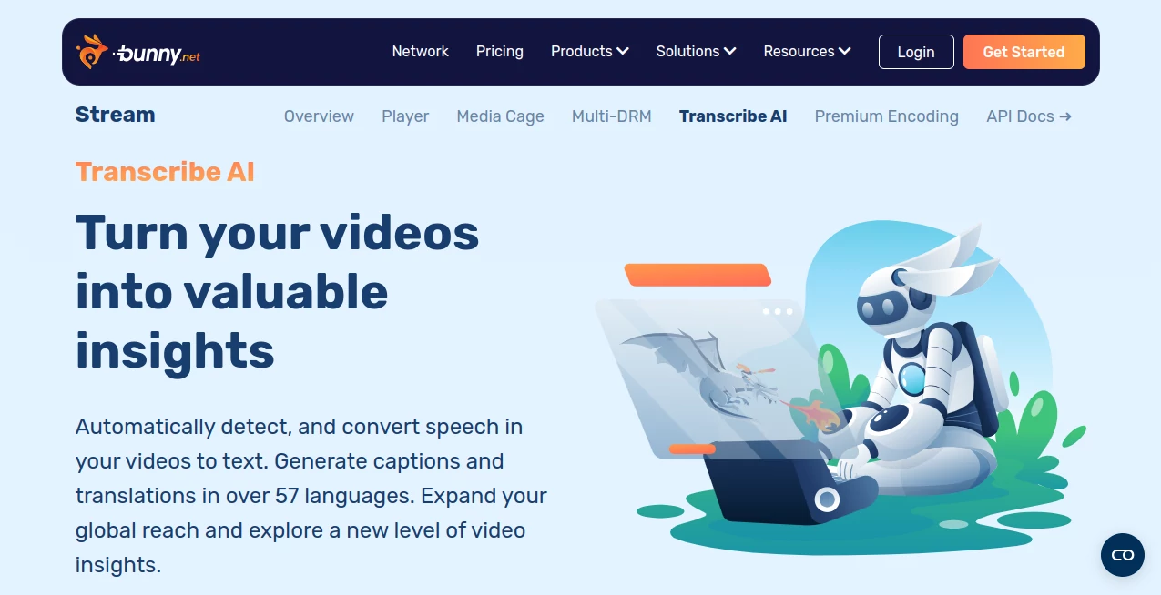 Screenshot of Bunny Transcribe AI – An AI tool in the ,AI Translate ,AI Transcription ,AI Speech to Text ,AI Captions or Subtitle  category, showcasing its interface and key features.