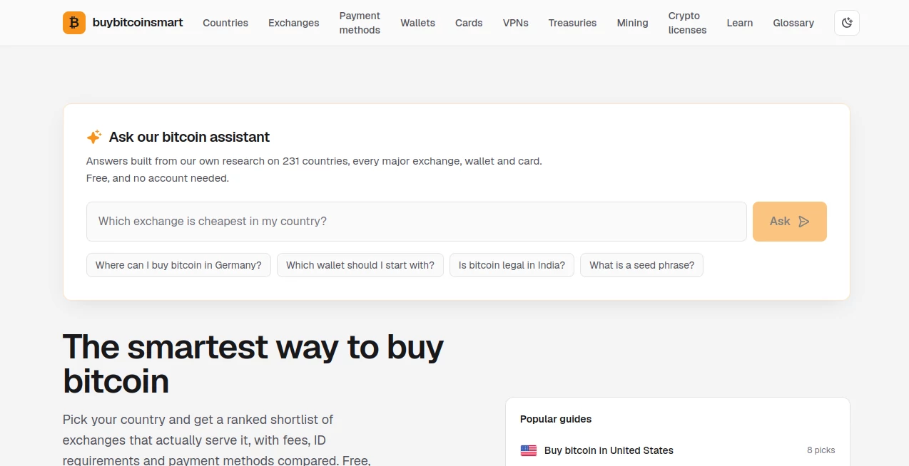 Screenshot of Buy Bitcoin Smart – An AI tool in the ,AI Blockchain ,AI Research Tool ,AI Chatbot  category, showcasing its interface and key features.