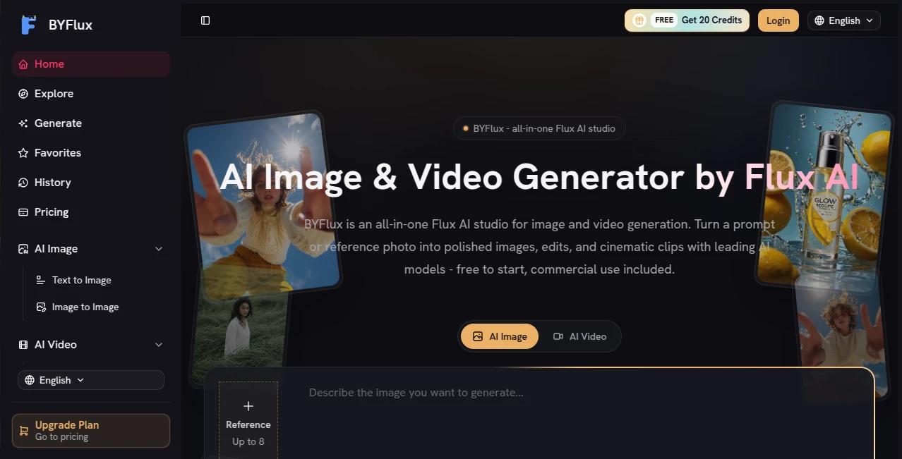 Screenshot of Byflux AI – An AI tool in the ,AI Content Generator ,AI Productivity Tools ,AI Marketing Plan Generator ,AI Writing Assistants  category, showcasing its interface and key features.