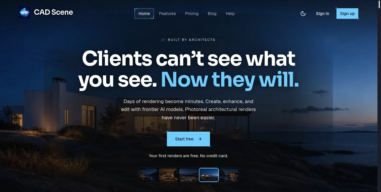 Screenshot of CAD Scene – An AI tool in the ,AI Photo & Image Generator ,3D ,AI Design Generator ,AI Interior & Room Design  category, showcasing its interface and key features.