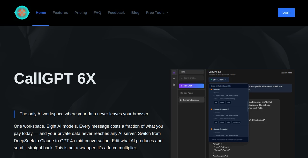 Screenshot of CallGPT – An AI tool in the ,AI Writing Assistants ,AI Content Generator ,AI Chatbot ,AI Productivity Tools  category, showcasing its interface and key features.