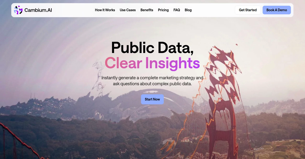 Screenshot of Cambium AI – An AI tool in the ,AI Marketing Plan Generator ,AI Business Ideas Generator ,AI Research Tool ,AI Analytics Assistant  category, showcasing its interface and key features.
