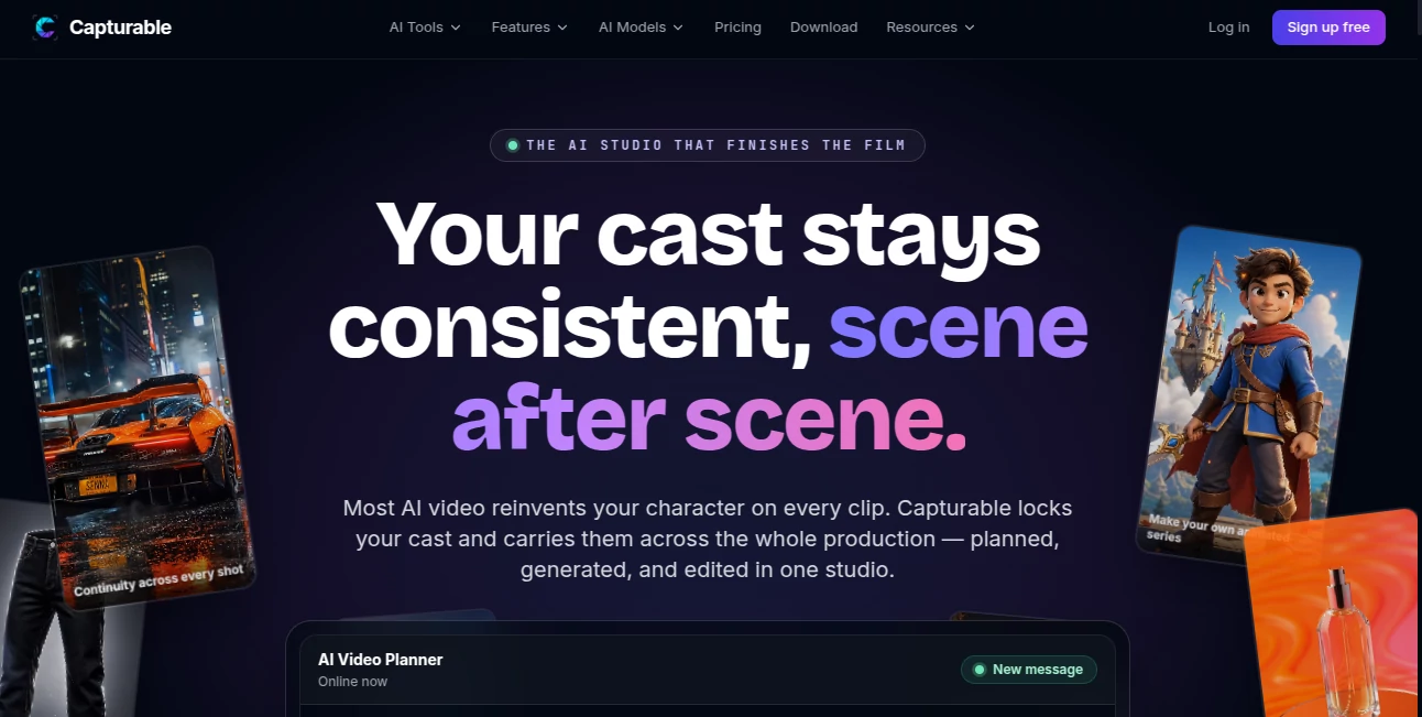 Screenshot of Capturable – An AI tool in the ,AI Animated Video ,AI Video Editor ,AI Text to Video ,AI Video Generator  category, showcasing its interface and key features.