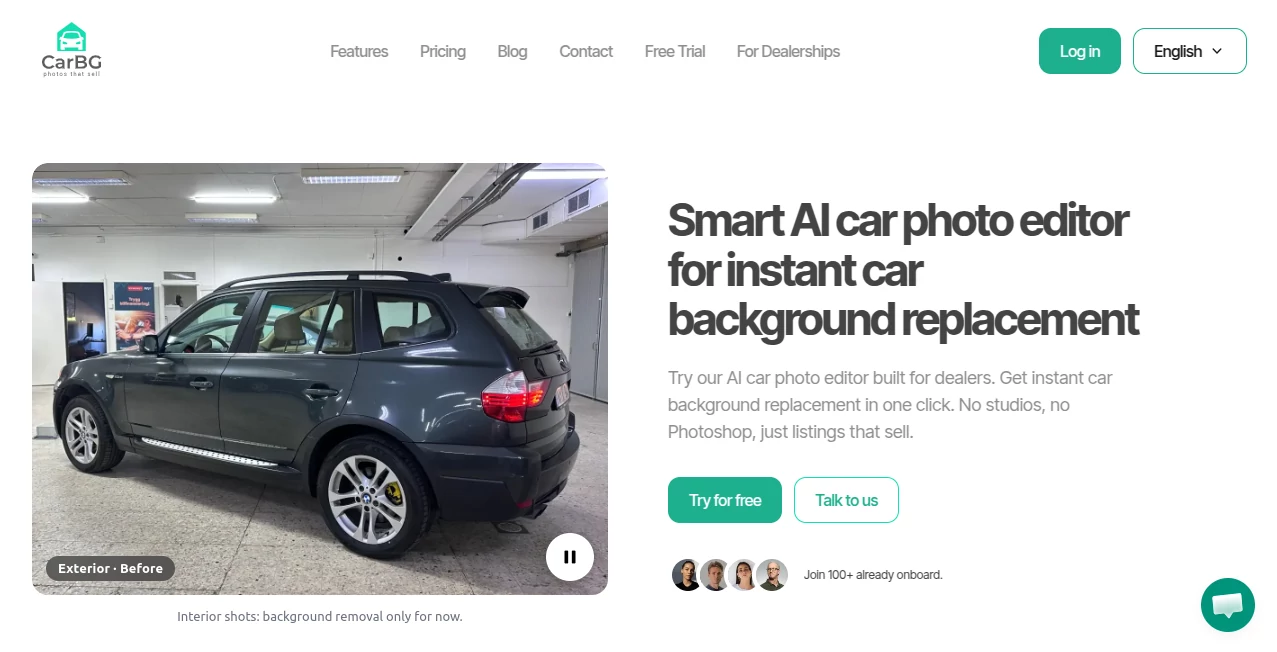 Screenshot of Car Background AI – An AI tool in the ,AI Photo & Image Generator ,AI Photo Enhancer ,AI Background Remover ,AI Image to Image  category, showcasing its interface and key features.