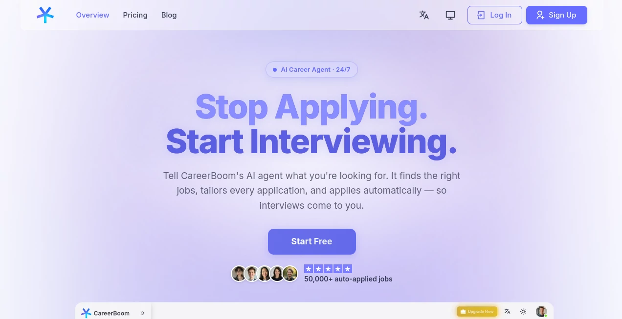 Screenshot of CareerBoom AI – An AI tool in the ,AI Cover Letter Generator ,AI Interview Assistant ,AI Recruiting ,AI Resume Builder  category, showcasing its interface and key features.