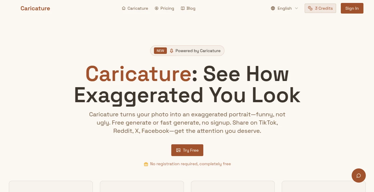 Screenshot of Caricature AI Studio – An AI tool in the ,AI Fun Tools ,Photo & Image Editor ,AI Face Swap Generator ,AI Image to Image  category, showcasing its interface and key features.
