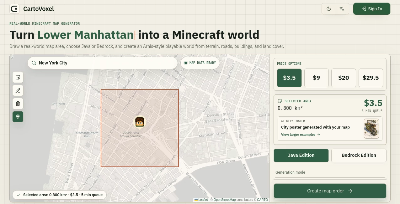 Screenshot of CartoVoxel – An AI tool in the ,AI Design Generator ,AI Game ,Other  category, showcasing its interface and key features.