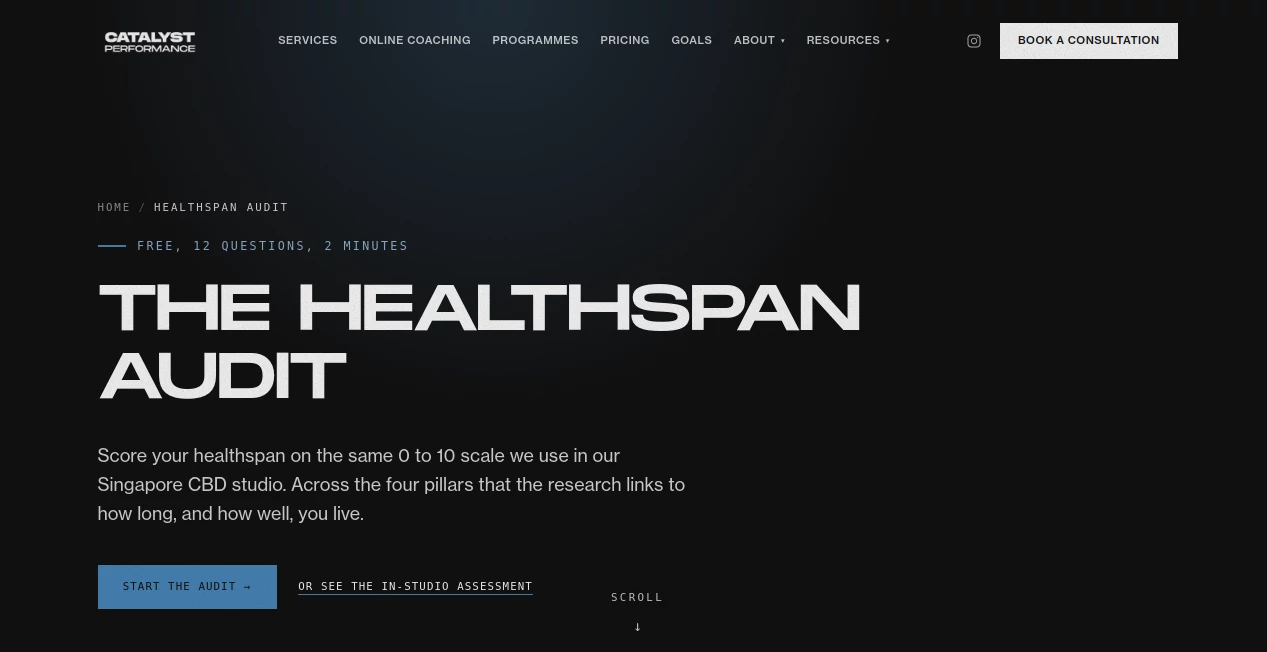 Screenshot of Catalyst Healthspan Audit – An AI tool in the ,AI Life Assistant ,AI Fitness ,AI Healthcare  category, showcasing its interface and key features.