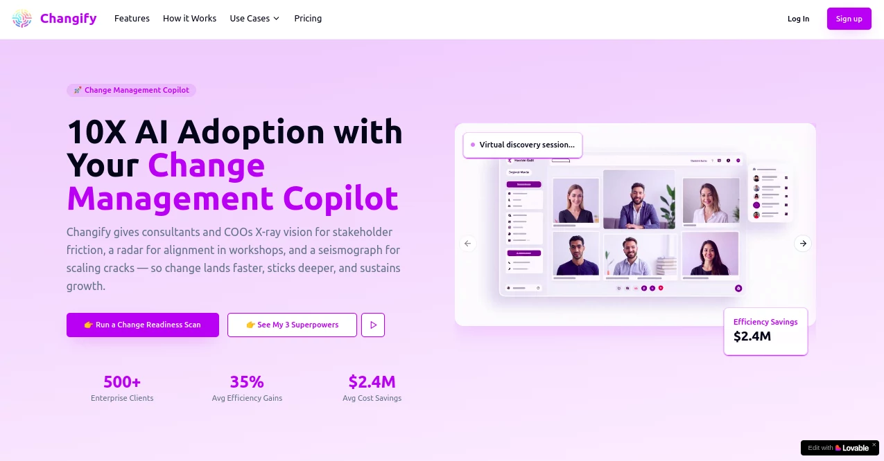 Screenshot of Changify – An AI tool in the ,AI Workflow Management ,AI SOP ,AI Project Management ,AI Productivity Tools  category, showcasing its interface and key features.