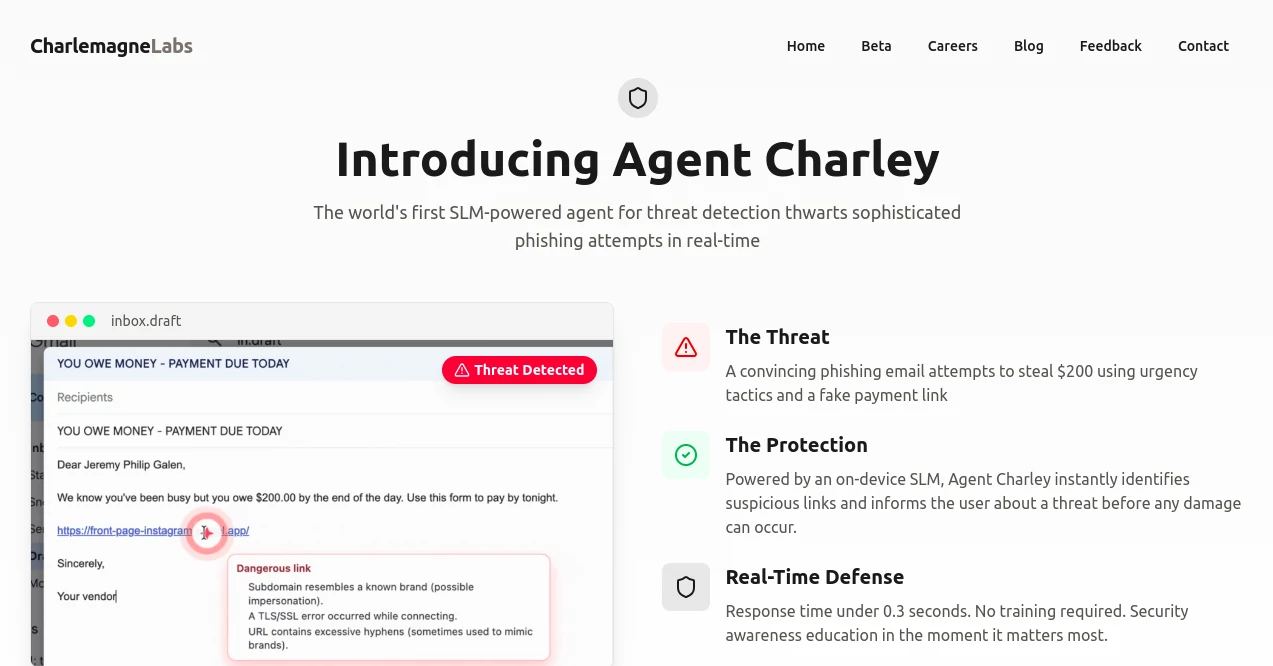 Screenshot of CharlemagneLabs – An AI tool in the ,AI Code Assistant ,AI Testing & QA ,AI API Design ,AI Developer Tools  category, showcasing its interface and key features.