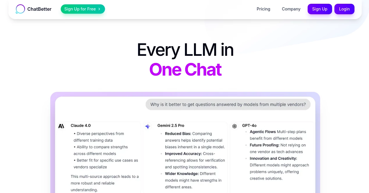 Screenshot of ChatBetter – An AI tool in the ,AI Customer Service Assistant ,AI Team Collaboration ,AI Chatbot  category, showcasing its interface and key features.