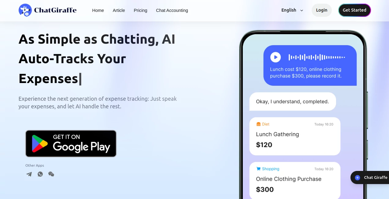 Screenshot of ChatGiraffe – An AI tool in the ,AI Accounting Assistant ,AI Life Assistant ,AI Productivity Tools ,AI Task Management  category, showcasing its interface and key features.