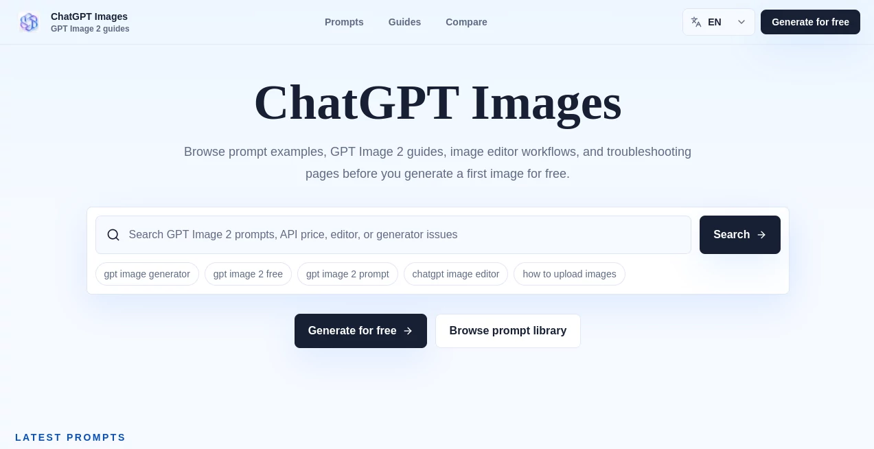 Screenshot of ChatGPT Images – An AI tool in the ,AI Photo & Image Generator ,AI Art Generator ,AI Design Generator ,AI Image to Image  category, showcasing its interface and key features.