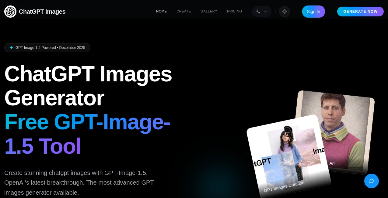 Screenshot of ChatGPT Images – An AI tool in the ,AI Text to Image ,AI Photo & Image Generator ,Photo & Image Editor ,AI Art Generator  category, showcasing its interface and key features.