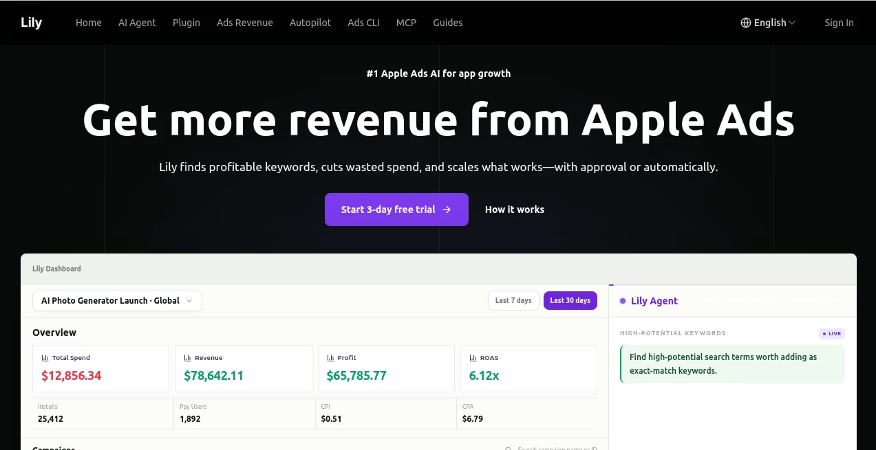 Screenshot of ChatLily – An AI tool in the ,AI Sales Assistant ,AI Marketing Plan Generator ,AI Analytics Assistant ,AI Advertising Assistant  category, showcasing its interface and key features.