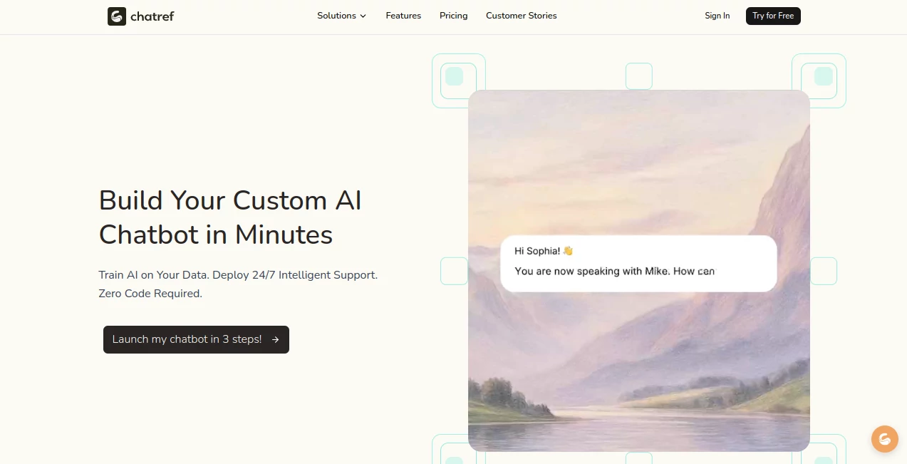 Screenshot of Chatref – An AI tool in the ,AI API Design ,AI Customer Service Assistant ,AI Chatbot ,AI Workflow Management  category, showcasing its interface and key features.