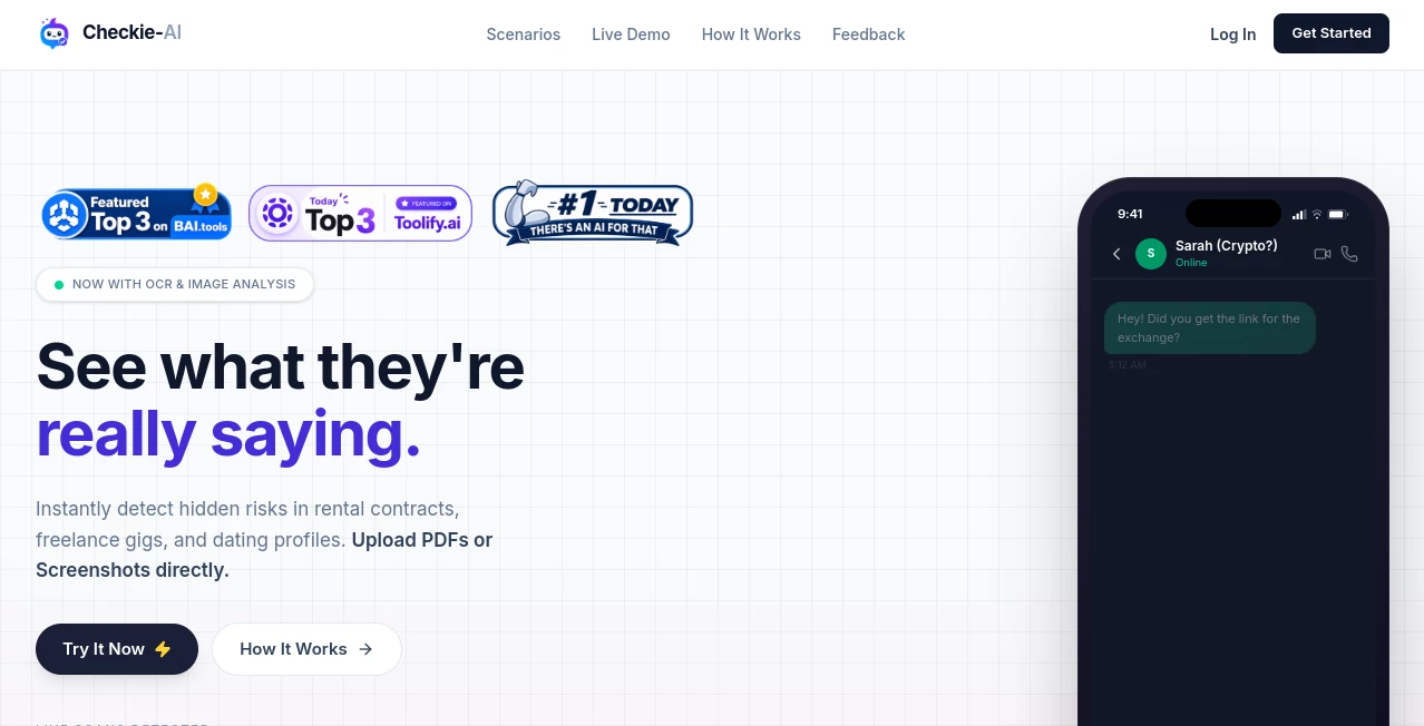 Screenshot of Checkie-AI – An AI tool in the ,AI Testing & QA ,Code & IT ,AI Developer Tools ,AI Productivity Tools  category, showcasing its interface and key features.