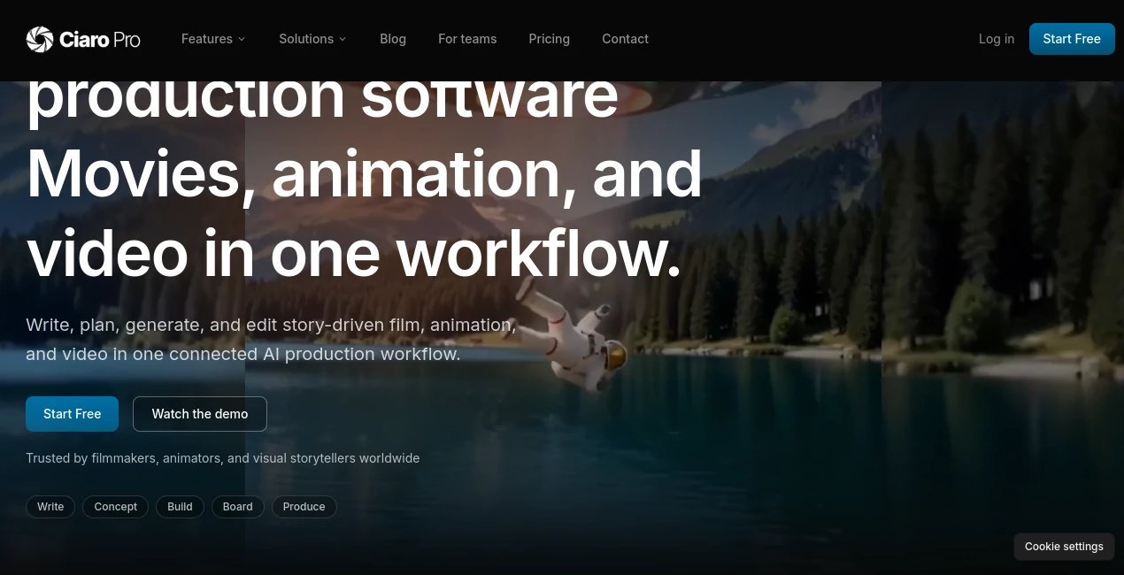 Screenshot of Ciaro Pro – An AI tool in the ,AI Animated Video ,AI Image to Video ,AI Video Generator ,AI Team Collaboration  category, showcasing its interface and key features.