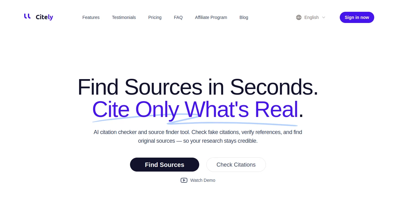 Screenshot of Citely – An AI tool in the ,AI Grammar Checker ,AI Papers ,AI Research Tool ,AI Plagiarism Checker  category, showcasing its interface and key features.