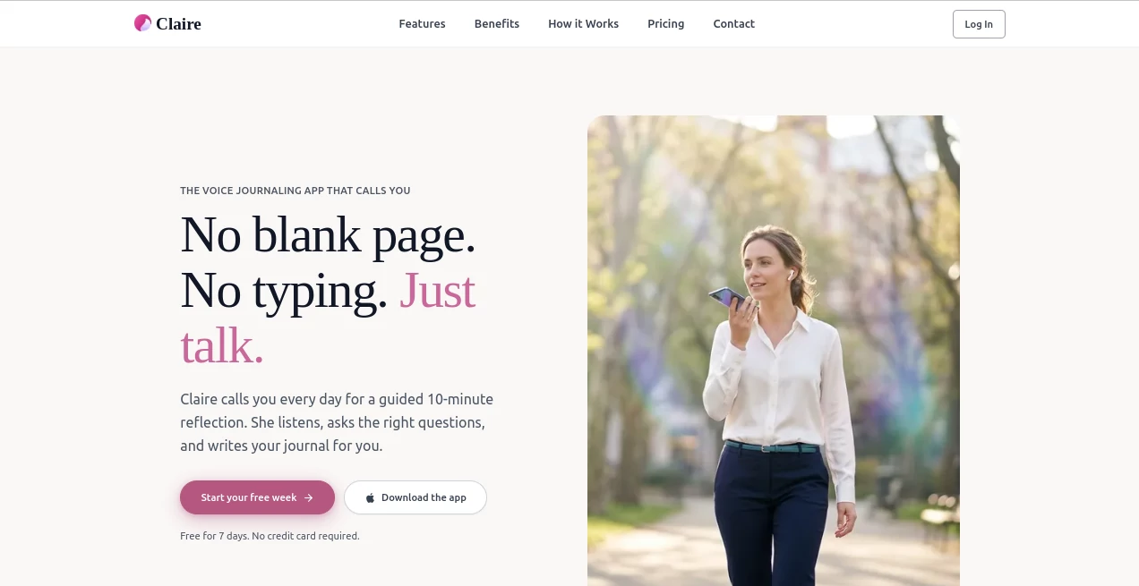 Screenshot of Claire – An AI tool in the ,AI Voice Assistants ,AI Life Assistant ,AI Mental Health ,AI Productivity Tools  category, showcasing its interface and key features.