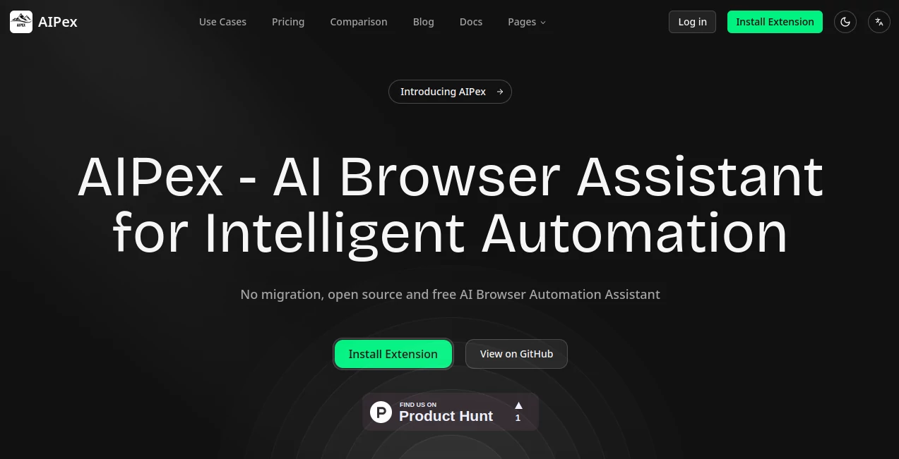Screenshot of AIPex – An AI tool in the ,AI Research Tool ,AI Productivity Tools ,AI Task Management  category, showcasing its interface and key features.