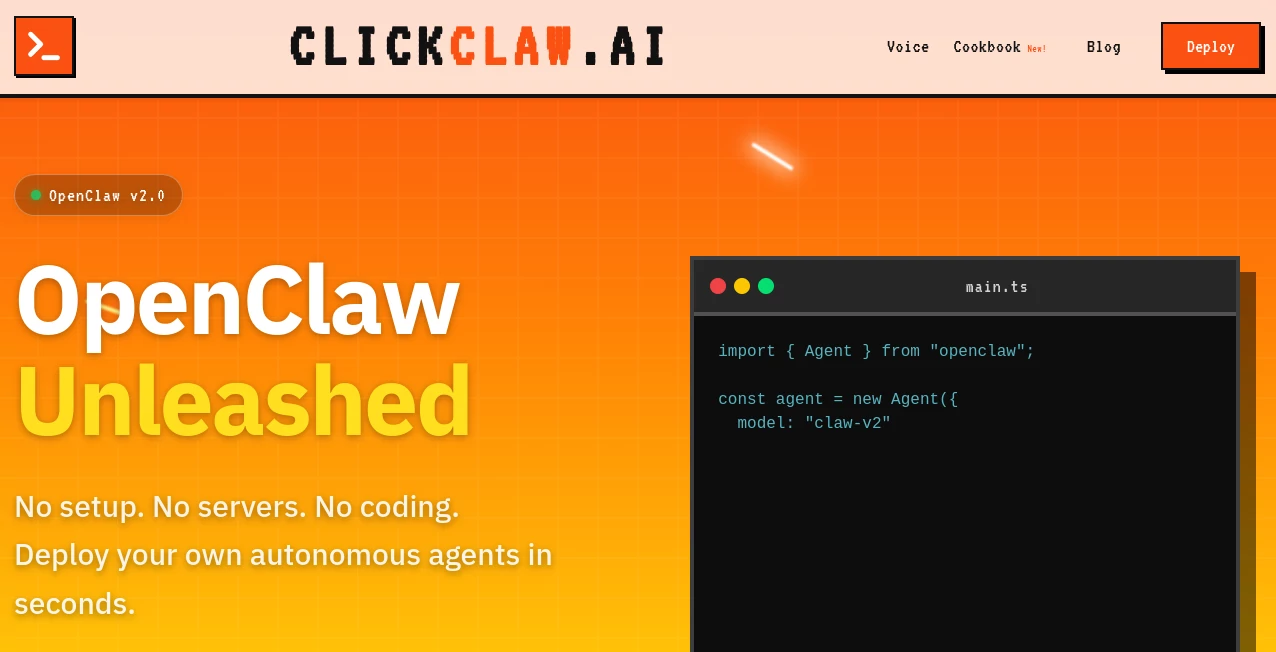 Screenshot of ClickClaw – An AI tool in the ,AI Developer Tools ,AI App Builder ,AI Workflow Management  category, showcasing its interface and key features.