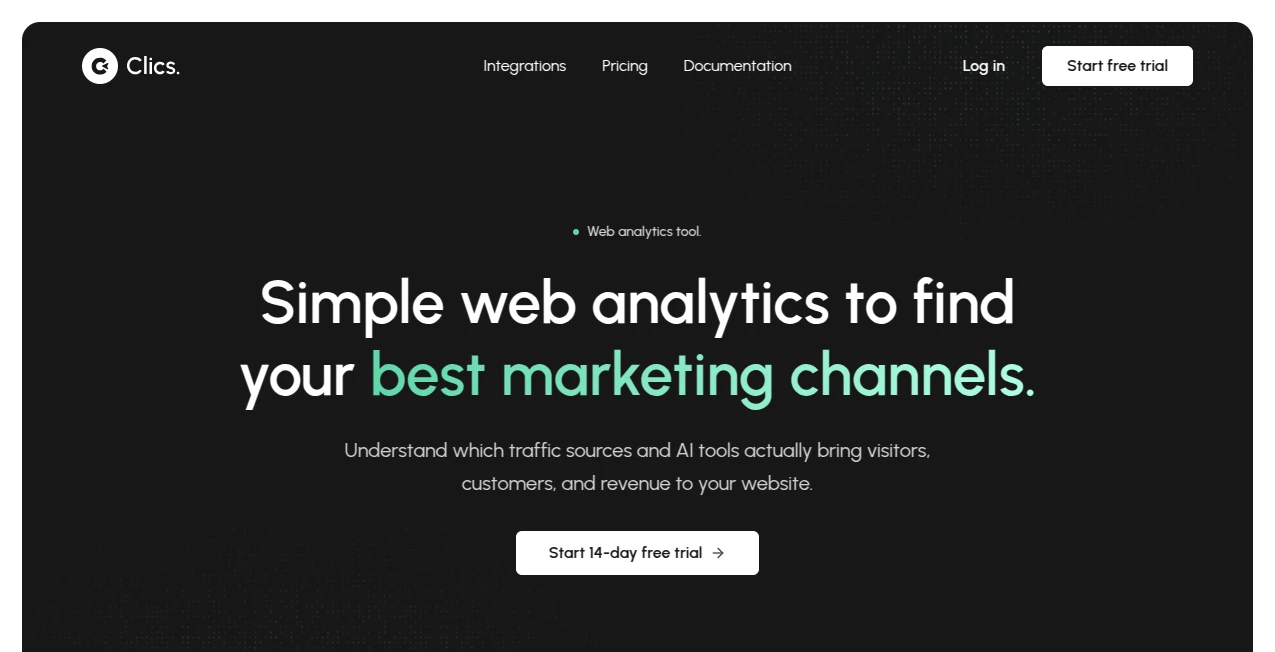 Screenshot of Clics Analytics – An AI tool in the ,AI Analytics Assistant  category, showcasing its interface and key features.