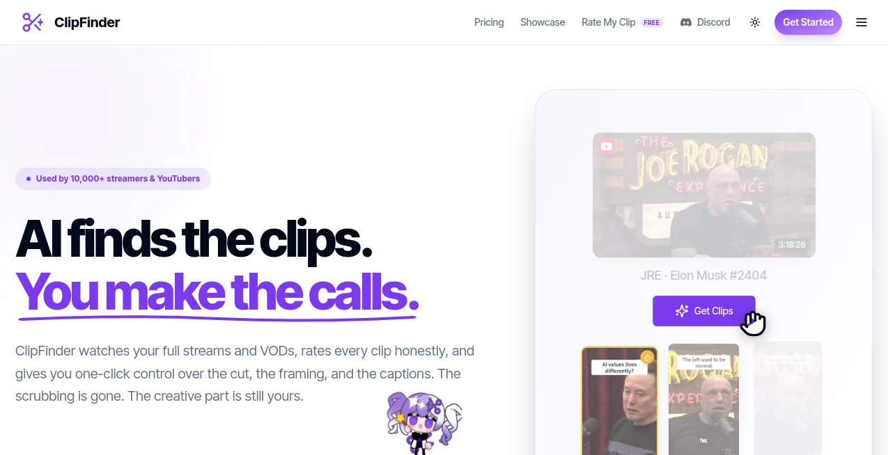Screenshot of ClipFinder – An AI tool in the ,AI Video Editor ,AI Video Generator ,AI Short Clips Generator ,AI YouTube Assistant  category, showcasing its interface and key features.