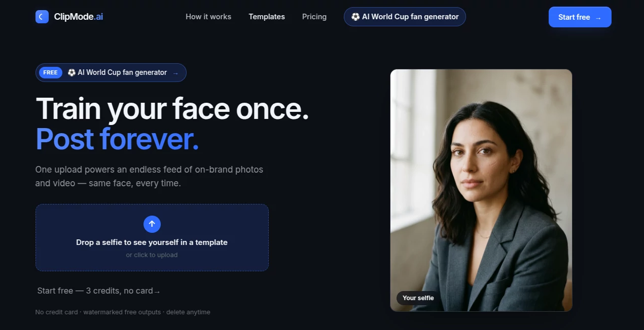 Screenshot of ClipMode.ai – An AI tool in the ,AI Photo & Image Generator ,AI Image to Video ,AI Avatar Generator ,AI Selfie & Portrait  category, showcasing its interface and key features.