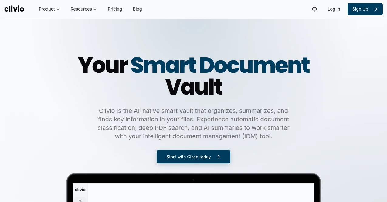 Screenshot of clivio – An AI tool in the ,AI Documents Assistant ,AI Files Assistant ,AI Knowledge Base ,AI Productivity Tools  category, showcasing its interface and key features.
