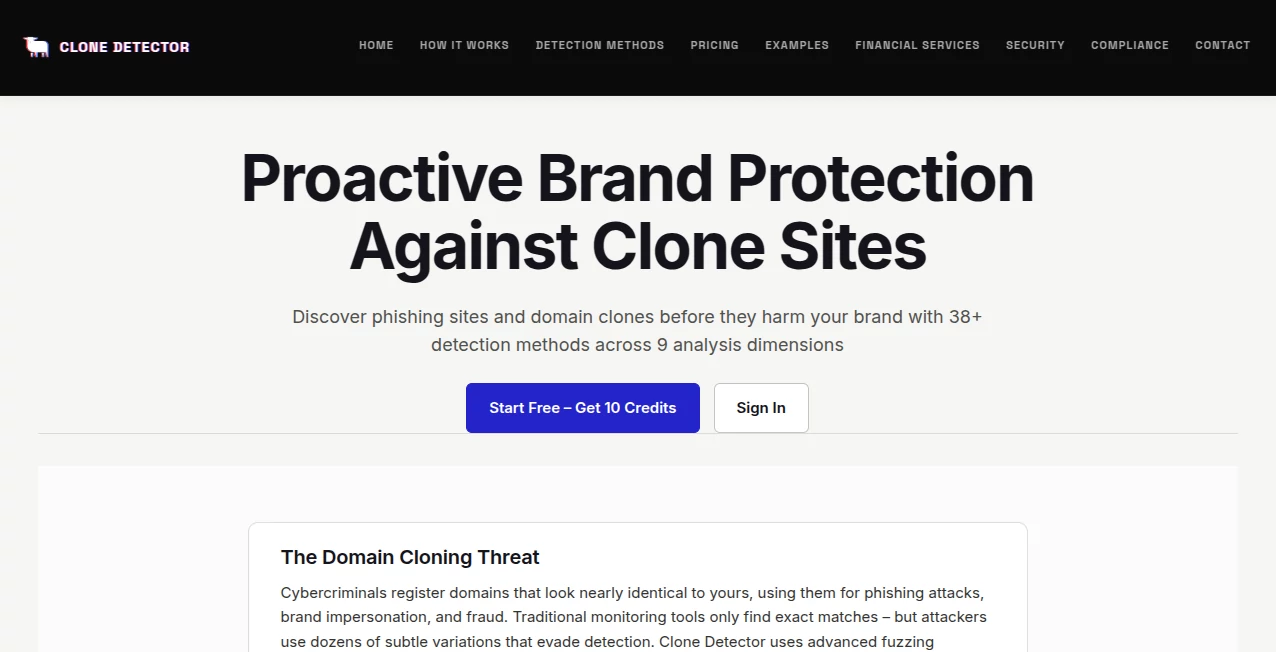 Screenshot of CLONE DETECTOR – An AI tool in the ,AI Monitor & Report Builder ,AI API Design ,AI Developer Tools ,Other  category, showcasing its interface and key features.