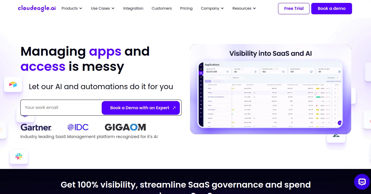 Screenshot of cloudeagle.ai – An AI tool in the ,AI Workflow Management ,AI Project Management ,AI Productivity Tools ,AI Analytics Assistant  category, showcasing its interface and key features.