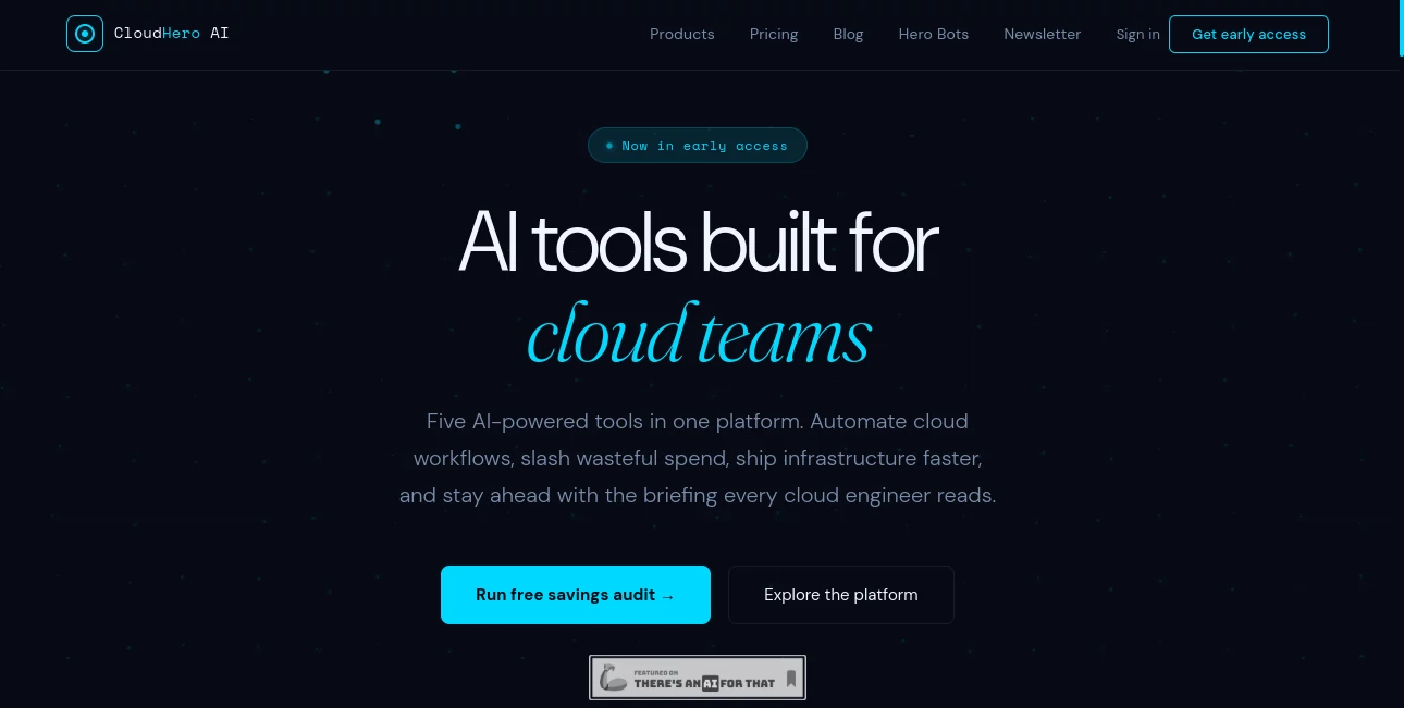 Screenshot of CloudHero AI – An AI tool in the ,AI DevOps Assistant ,AI Developer Tools ,AI Team Collaboration ,AI Workflow Management  category, showcasing its interface and key features.