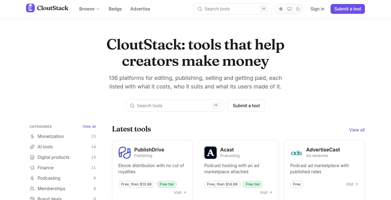 Screenshot of CloutStack – An AI tool in the ,AI Tools Directory  category, showcasing its interface and key features.