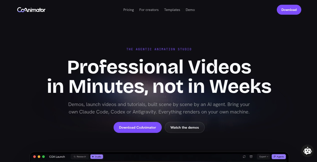 Screenshot of CoAnimator – An AI tool in the ,AI Animated Video ,AI Video Generator ,AI Video Editor ,AI Text to Video  category, showcasing its interface and key features.