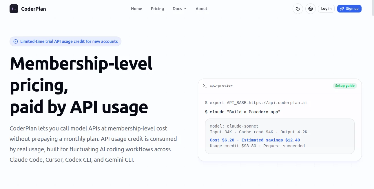 Screenshot of CoderPlan – An AI tool in the ,AI Code Assistant ,AI API Design ,AI Developer Tools  category, showcasing its interface and key features.