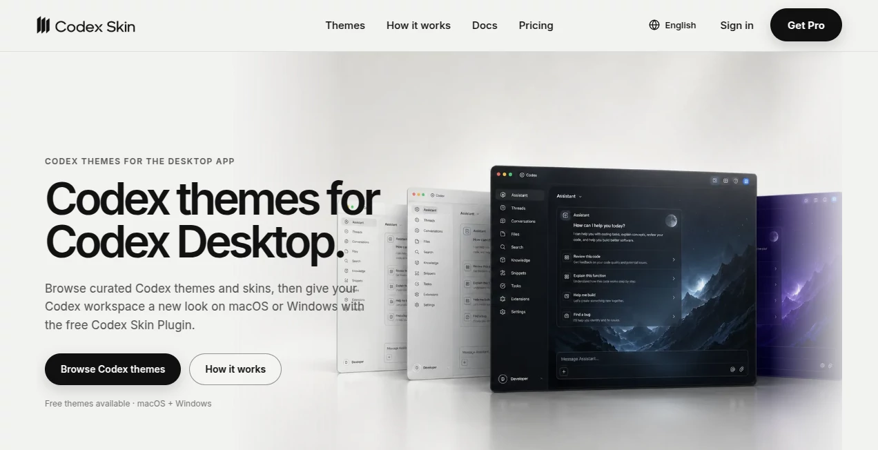 Screenshot of CodexSkin – An AI tool in the ,AI Design Assistant ,AI Productivity Tools ,AI Developer Tools ,Other  category, showcasing its interface and key features.