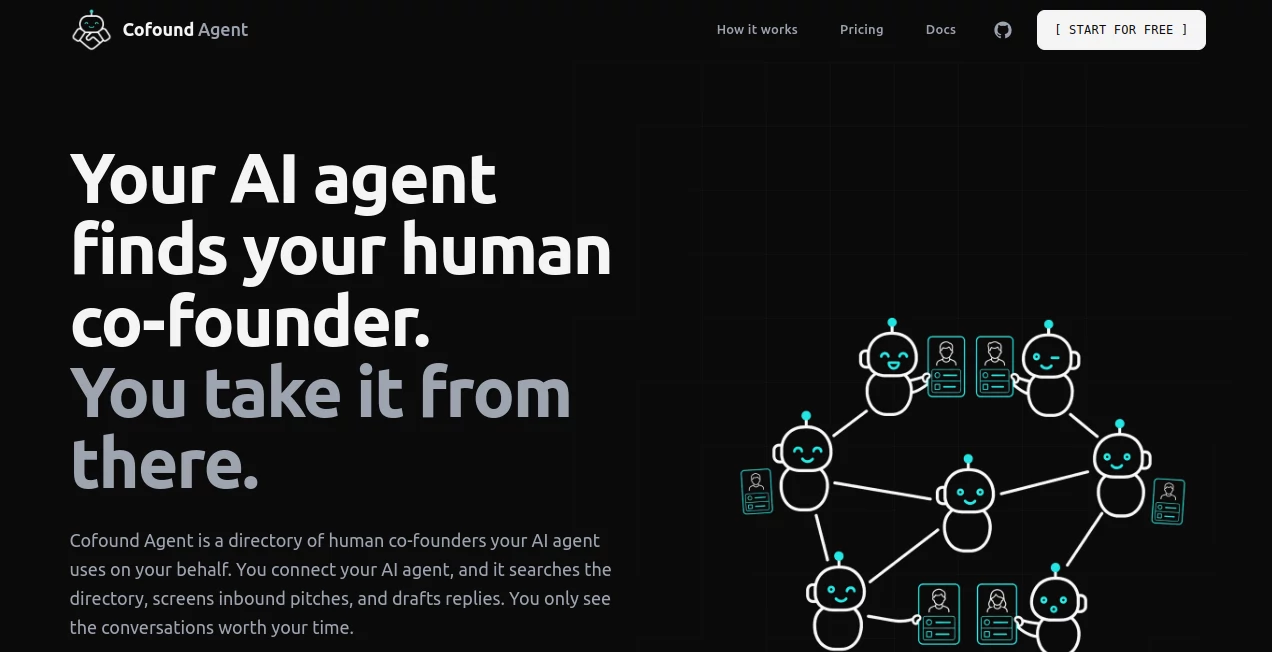Screenshot of Cofound Agent – An AI tool in the ,AI Workflow Management ,AI Project Management ,AI Productivity Tools ,AI Business Ideas Generator  category, showcasing its interface and key features.