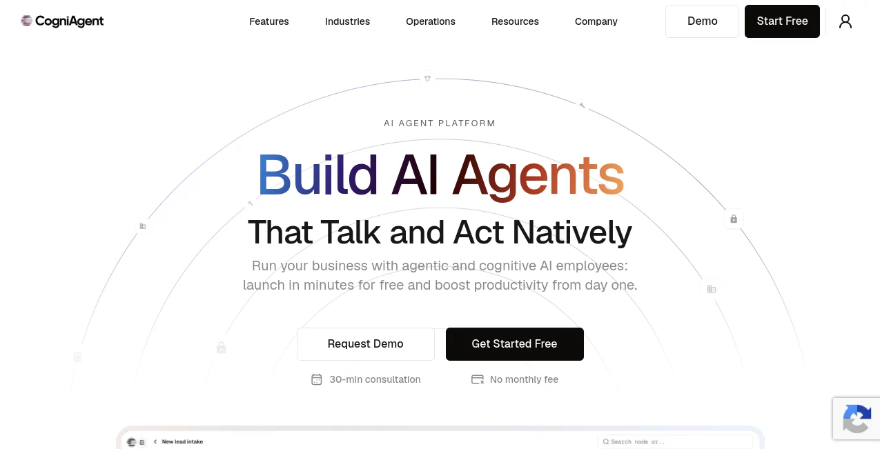 Screenshot of CogniAgent – An AI tool in the ,AI Workflow Management ,AI Sales Assistant ,AI Customer Service Assistant ,AI Voice Assistants  category, showcasing its interface and key features.